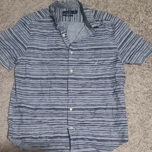 Nautica Blue Striped Casual Button Down Shirt